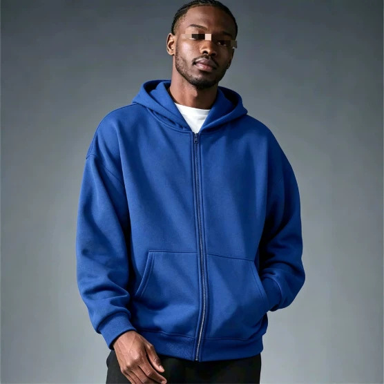 Men Women Solid Color Zipper Hooded Sweatshirt - Image 3