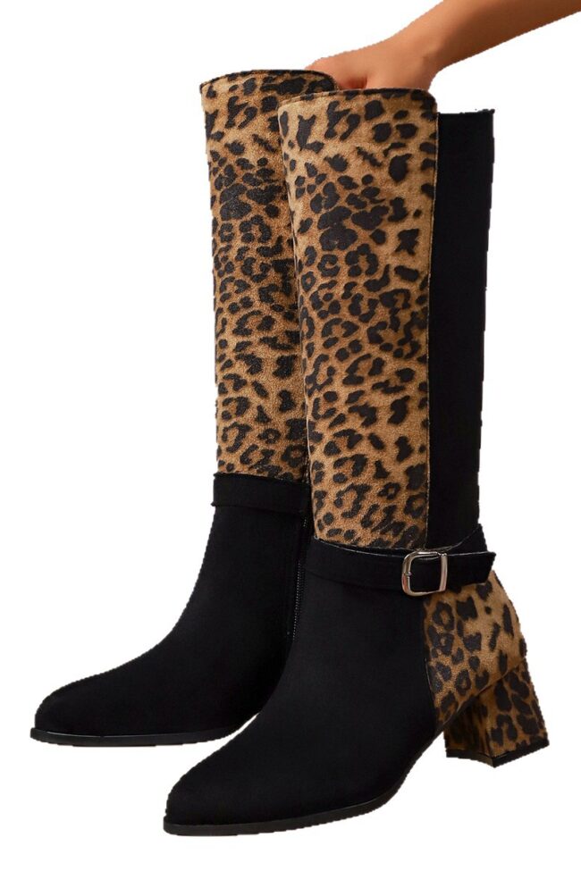 The Romane Pointed Leopard Print Mid Heel Boots Belt Buckle High Detail – La Rose Couture Shoes & Footwear