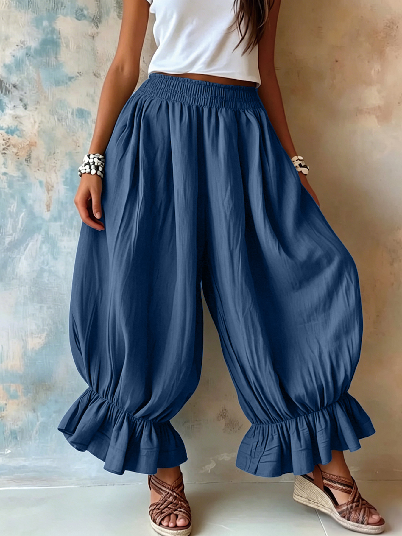 Womens Loose Ruffle Lantern Pants - Image 3