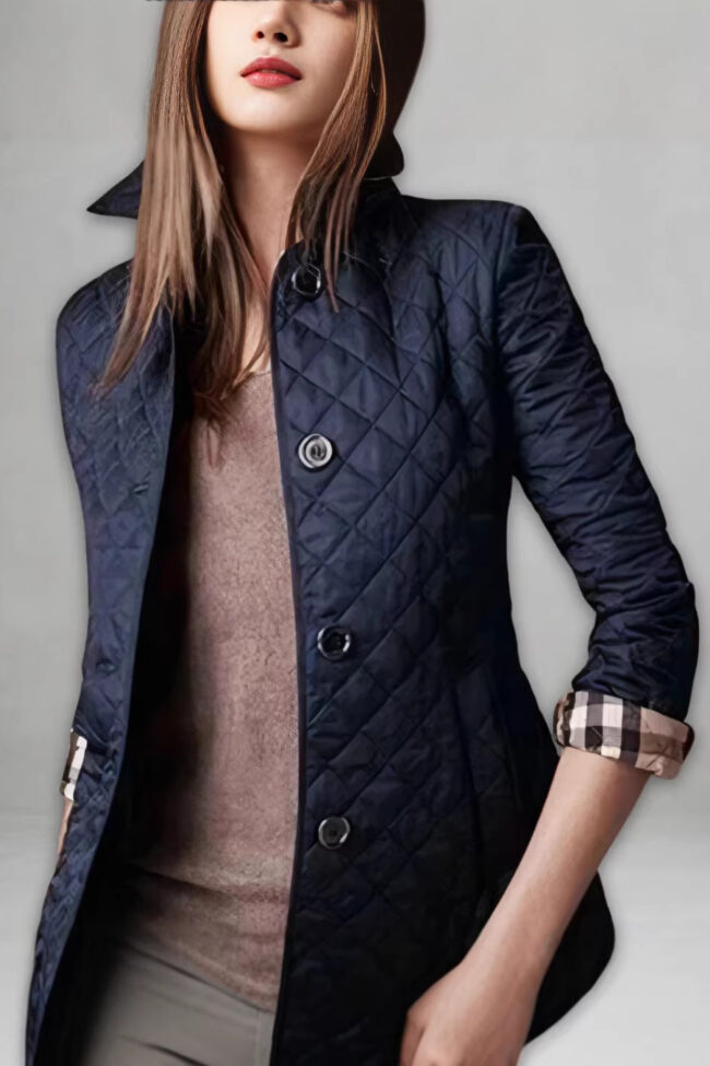 The Amelie Slim Fit Quilted Jacket with Lapel Collar Detail – La Rose Couture Coats & Jackets