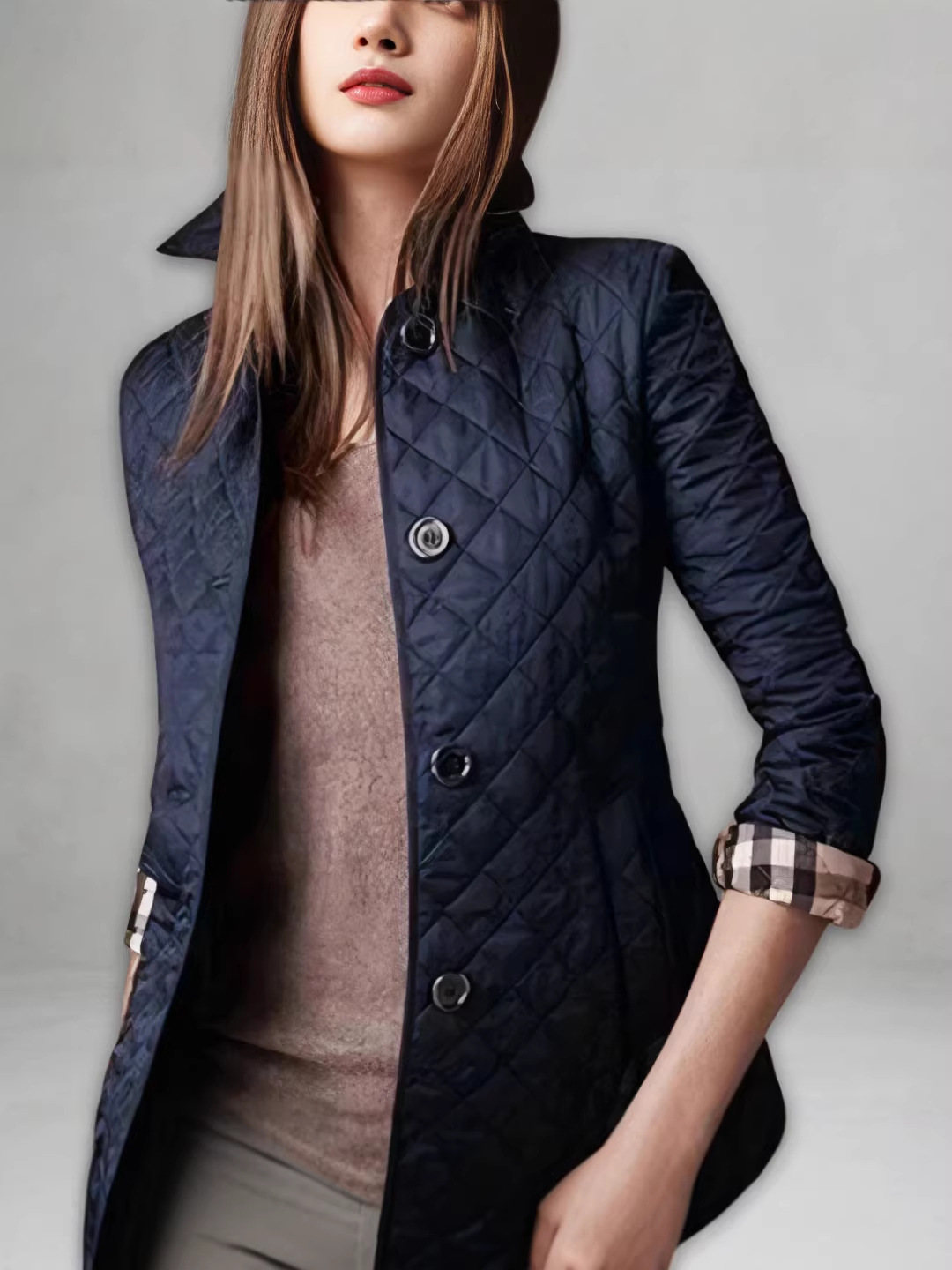 Slim Fit Quilted Jacket with Lapel Collar - Image 3