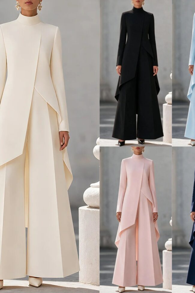 The Ophelie High Neck Wide Leg Pants Set – La Rose Couture Trousers & Skirts