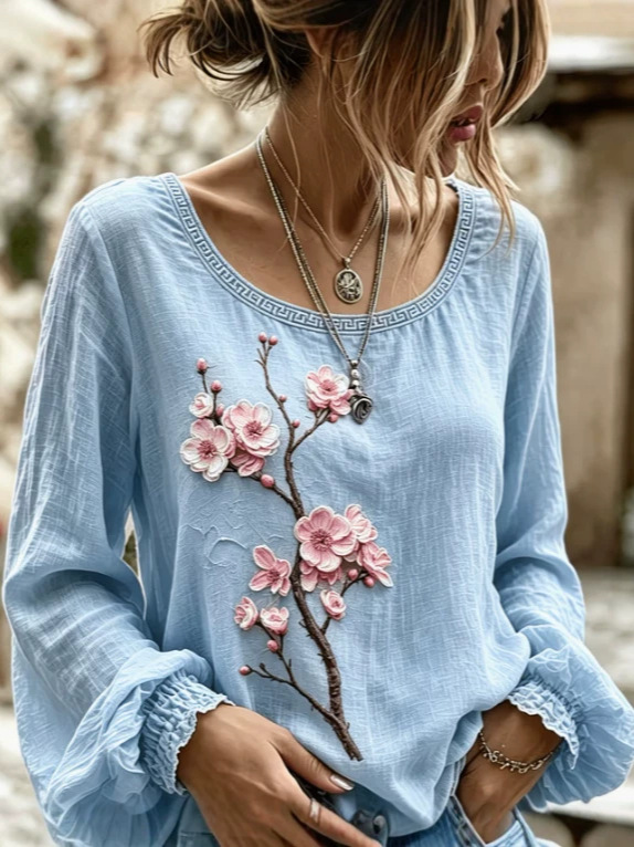 Women's round-neck long-sleeve top - Image 5