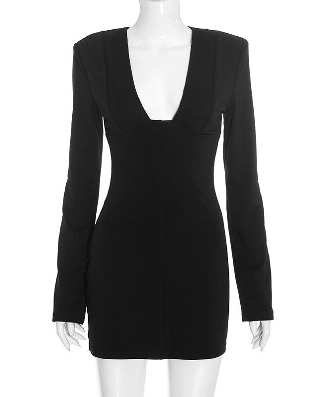 The Adrienne V Neck Long Sleeve Slim Dress Detail – La Rose Couture Dresses & Gowns