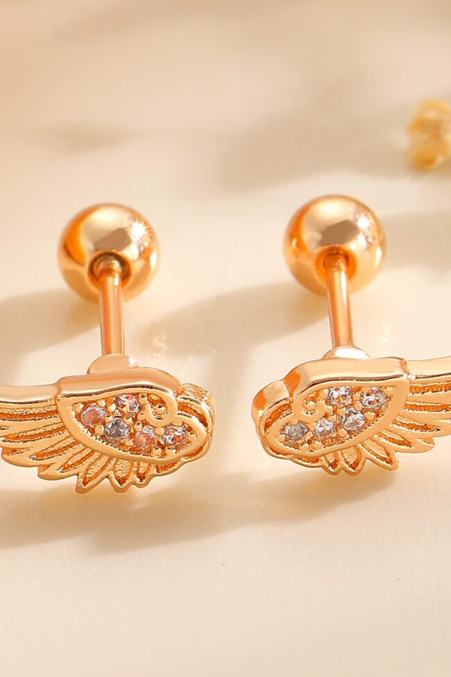 The Yolande Angel Wing Design Zircon Cartilage Ear Studs Detail – La Rose Couture Jewellery & Accessories