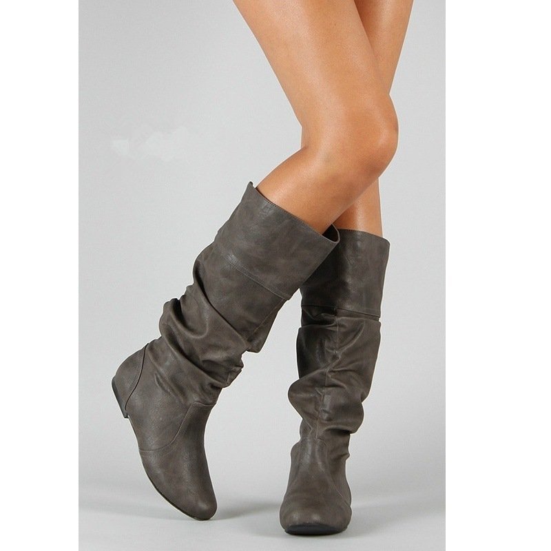 Womens Over the Knee Flat Boots Plus Size Inner Heightening Boots - Image 5