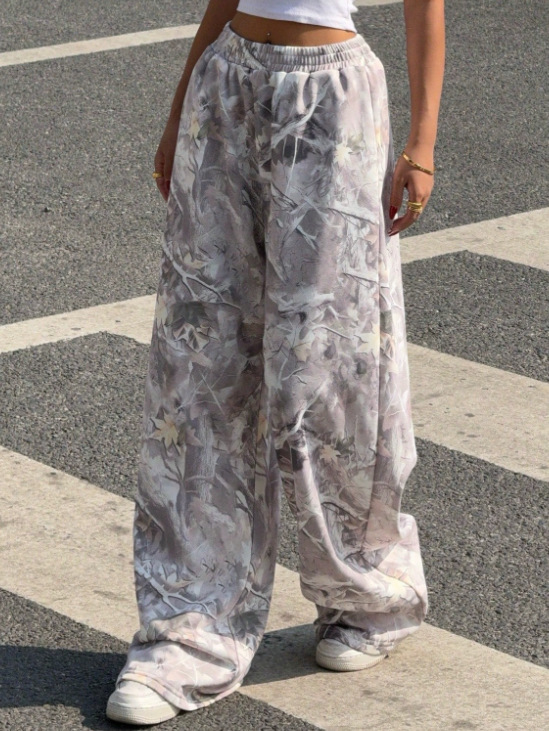 Printed Slim Wide-Leg Pants - Image 2