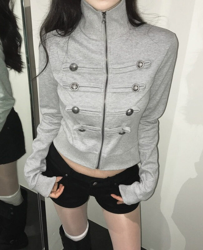 The Marine Stand Collar Short Coat – La Rose Couture Coats & Jackets