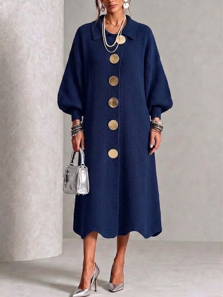 knitted dress with metal buttons - Image 2