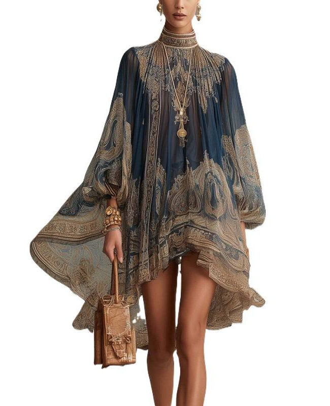 The Yvette Bohemian Print Long Sleeve Dress Detail – La Rose Couture Dresses & Gowns