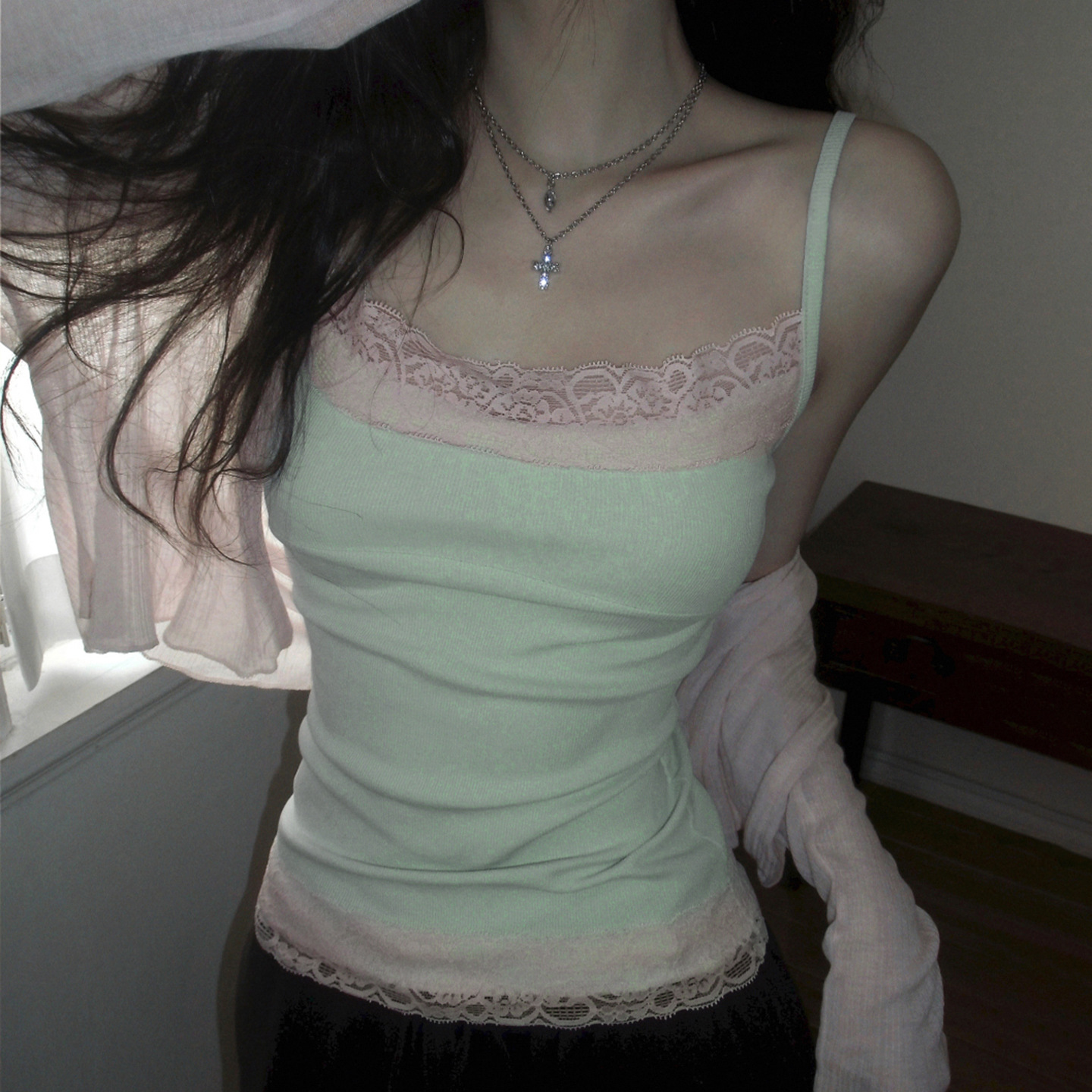 Women's Lace Patchwork V-Neck Slim Fit Camisole - Image 5