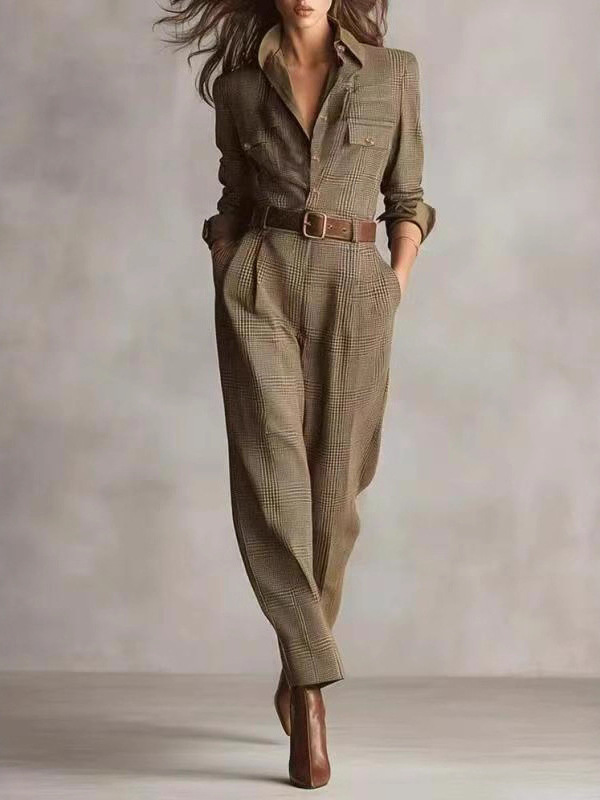 Classic Retro Plaid Jumpsuit - Image 5