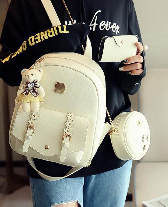 The Iris Floral Pu Three Piece Backpack Set Detail – La Rose Couture Handbags & Clutches