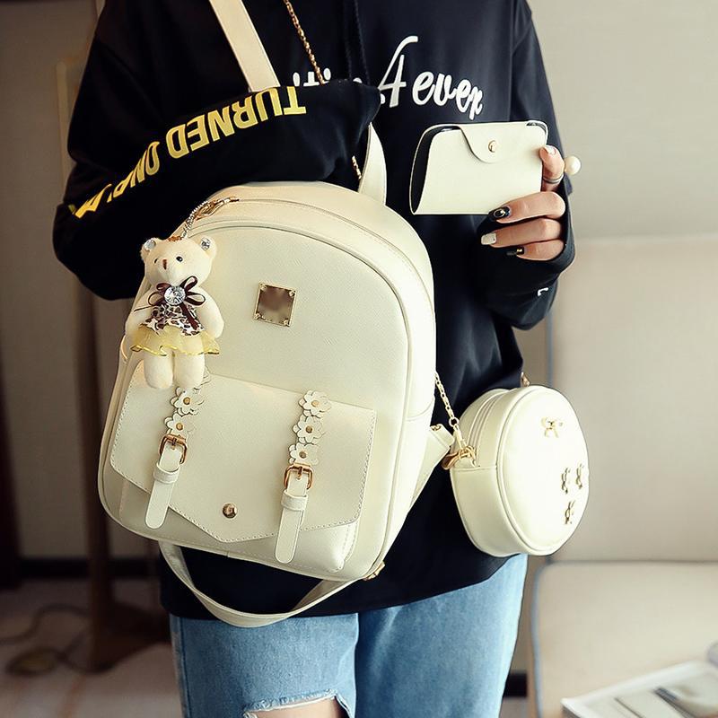 Floral PU Three-Piece Backpack Set - Image 2