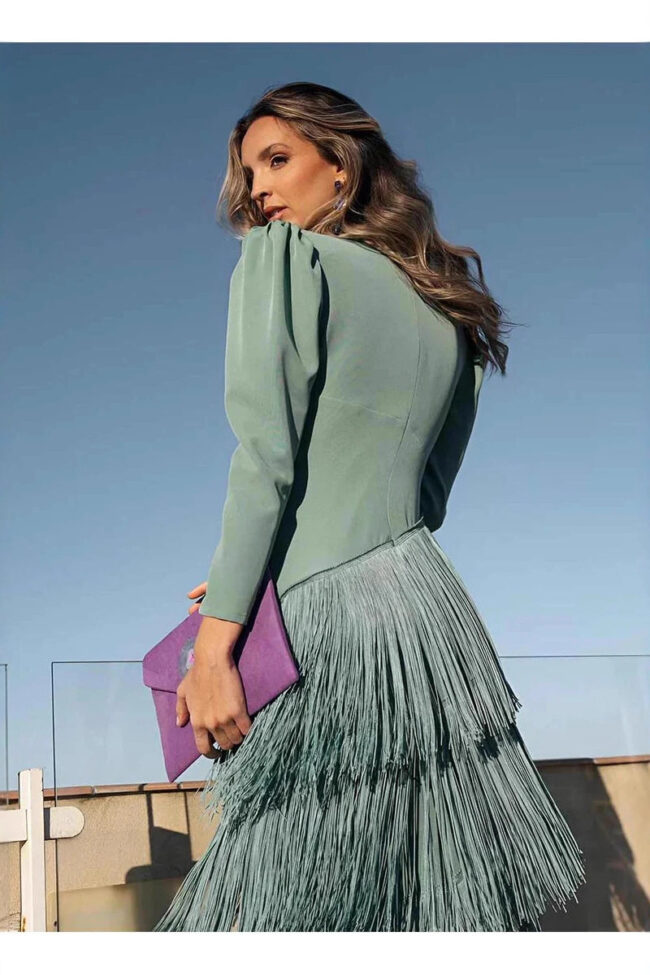 The Nadege Elegant Tassel Maxi Evening Dress Detail – La Rose Couture Dresses & Gowns