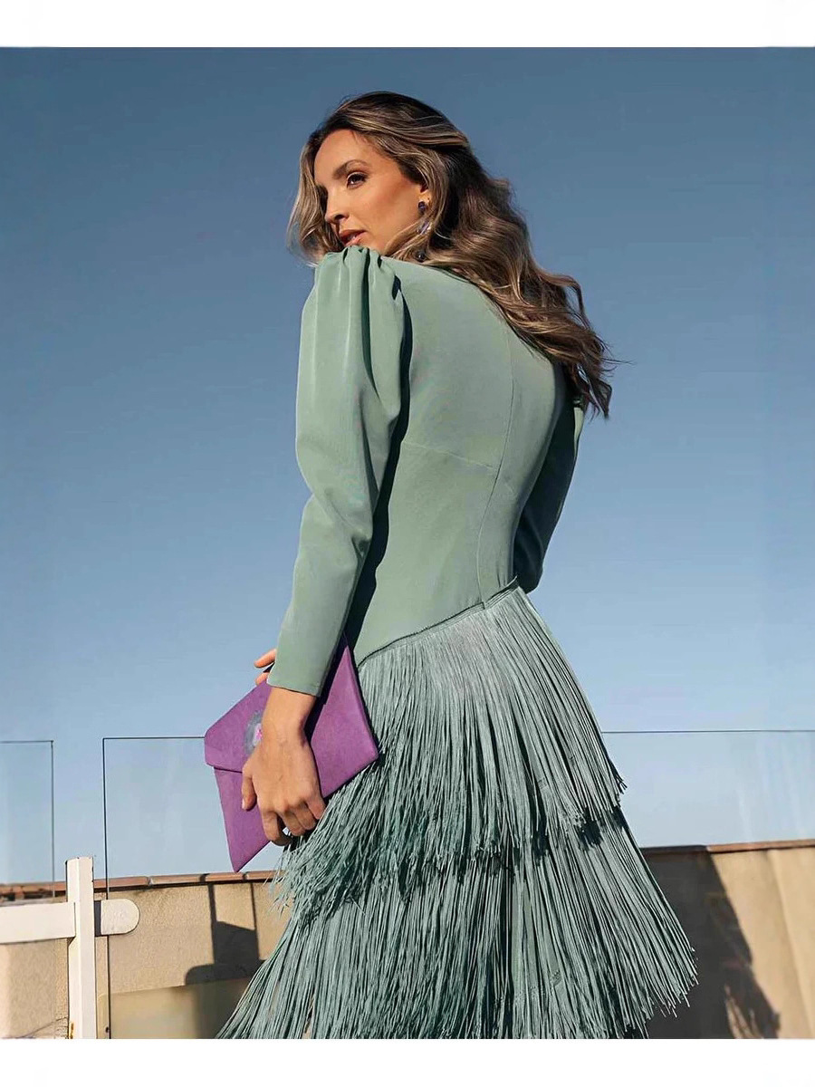 Elegant Tassel Maxi Evening Dress - Image 5