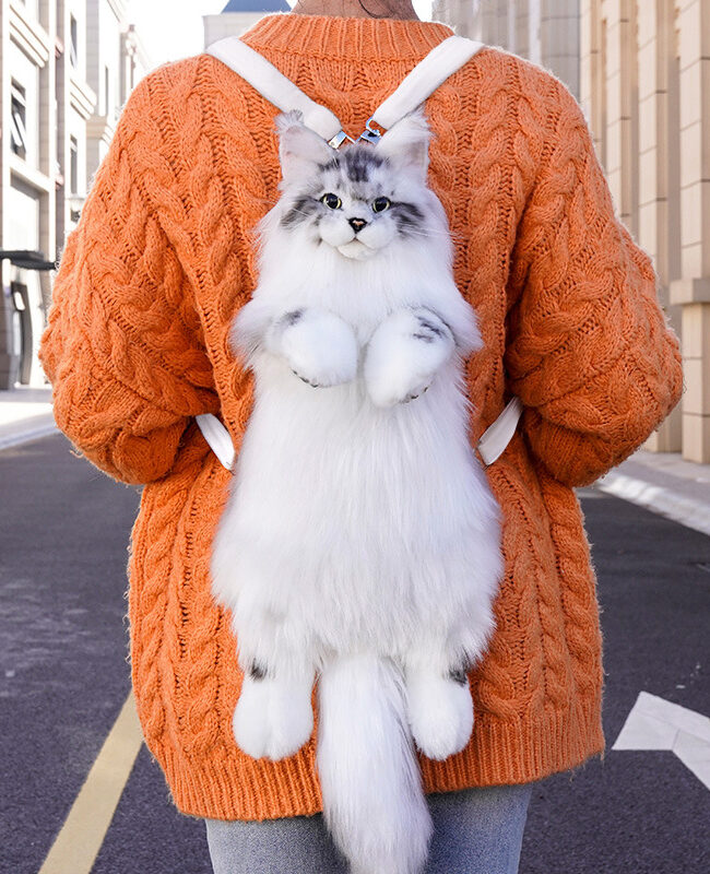 The Gaia Maine Gray Cat Backpack Simulation Bag – La Rose Couture Handbags & Clutches