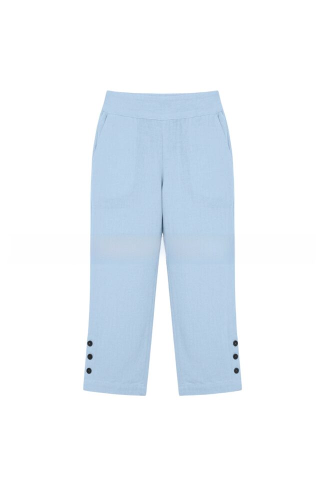 The Cassandre Cotton Linen Straight Leg Pants Detail – La Rose Couture Trousers & Skirts