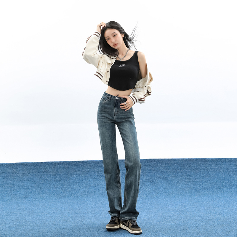 High Waisted Straight Leg Jeans for Women Slimming Cigarette Pants - Image 2