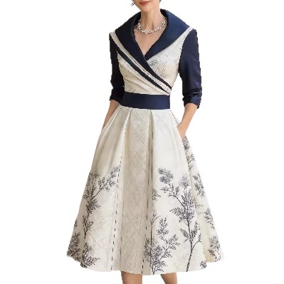 V-neck dress 3D digital printing elements fashion personality waist skirt - Image 5