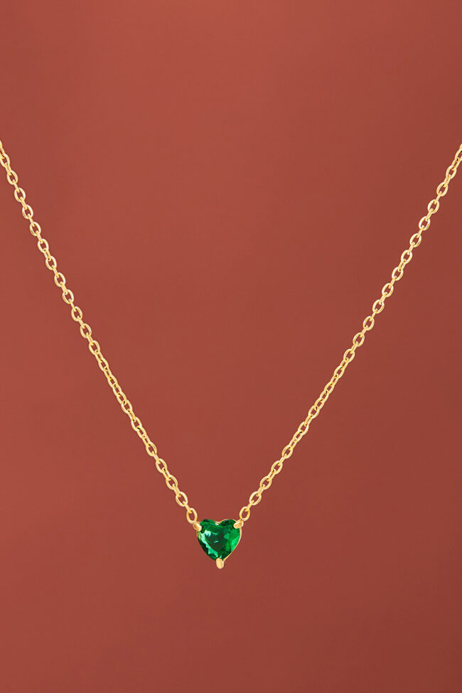 The Delphine Heart Birthstone Crystal Necklace Jewelry Detail – La Rose Couture Jewellery & Accessories
