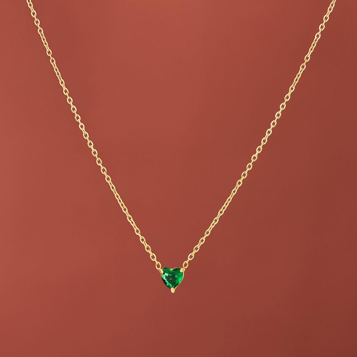 Heart Birthstone Crystal Necklace Women Fashion Jewelry - Image 4