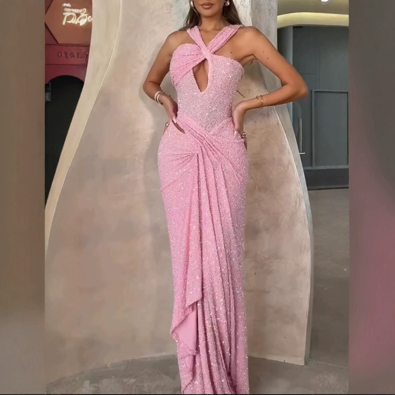 Sleeveless Sequin High Waist Dress - Image 3