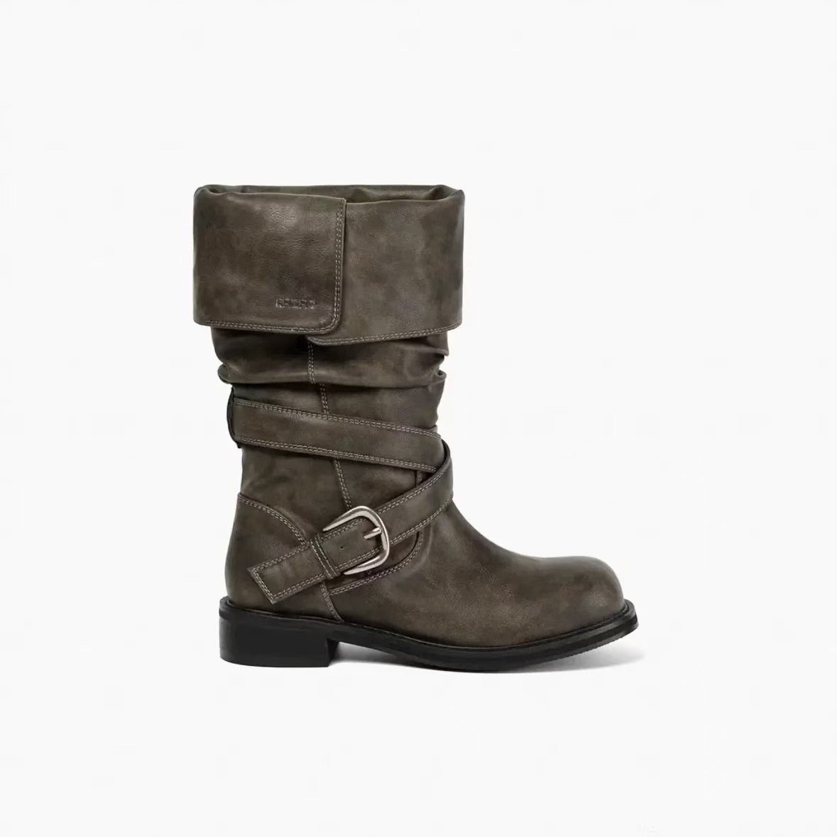 Vintage Buckle Leather Boots - Image 5
