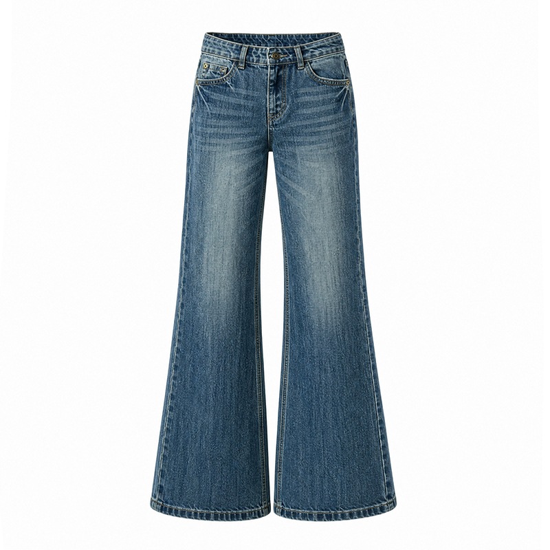 Casual Omni Vintage Cat Claw Cracked Bamboo Pattern Slightly Flared Jeans Relaxed Pants - Image 5