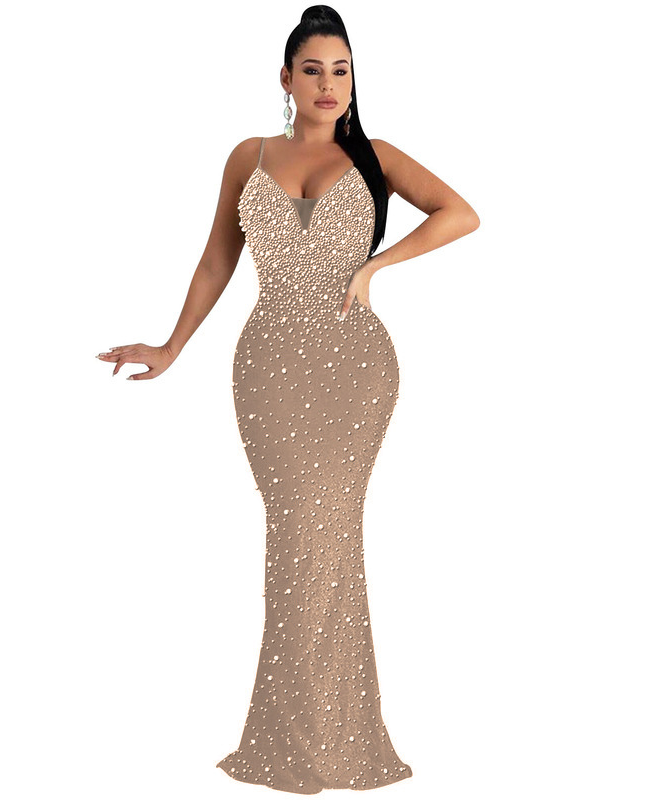 The Laure Elegant Beaded Sling Dress Detail – La Rose Couture Dresses & Gowns