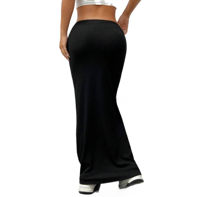 Womens Solid Color Slim Long Skirt - Image 2