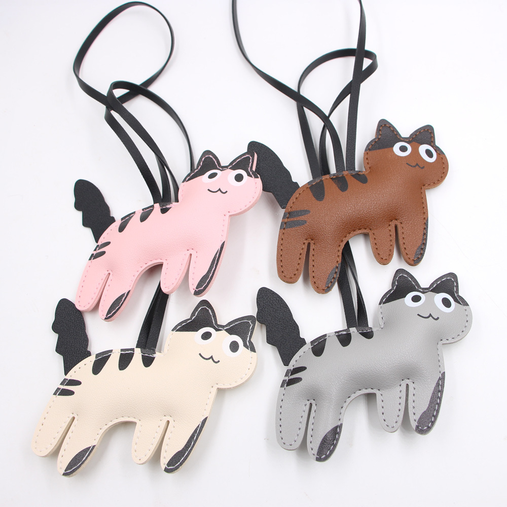 Cute Kitten PU Leather Backpack Pendant Electroplated Bag Charm Luggage Accessory - Image 3