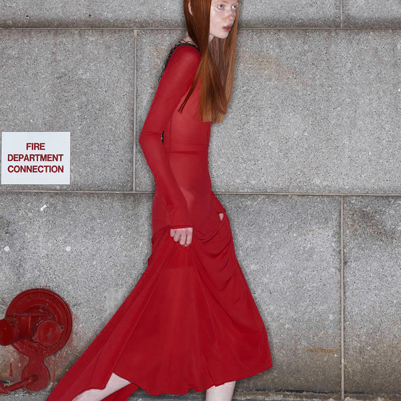 Sexy Mesh Backless Long Sleeve Dress - Image 4