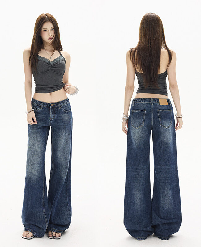The Roxane Low Rise Cotton Straight Leg Dark Blue Denim Jeans – La Rose Couture Trousers & Skirts