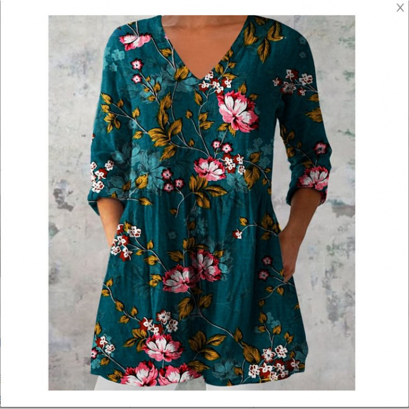 V-neck loose print dress - Image 2