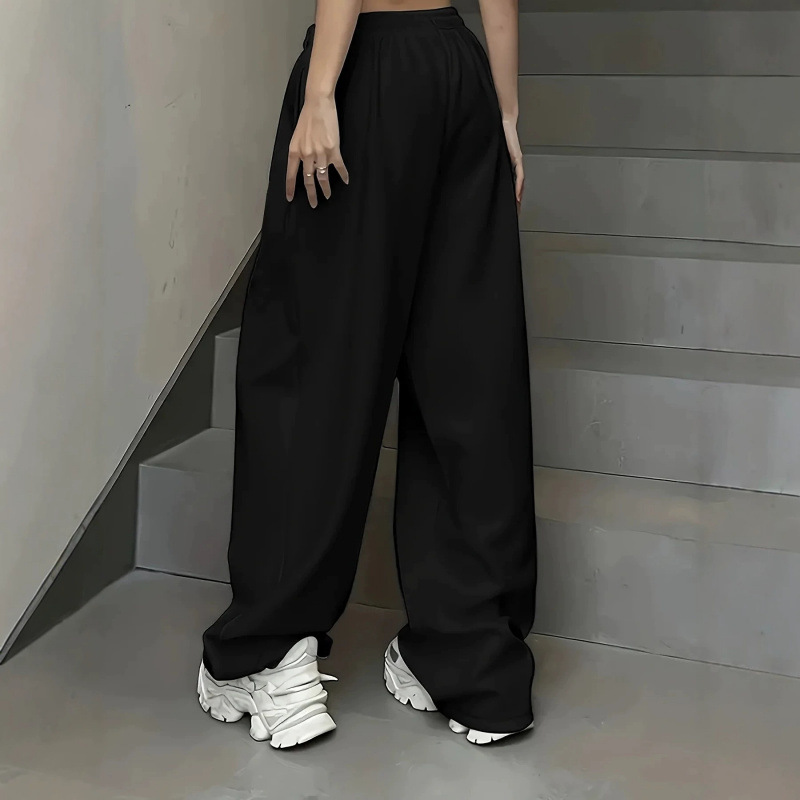 Men Letter Print Fleece-Lined High-Waist Wide-Leg Casual Pants - Image 4
