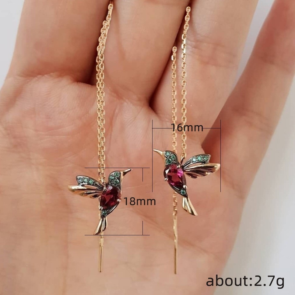 Cute Bird Women's Earrings Copper Inlaid with Zircon - Image 4