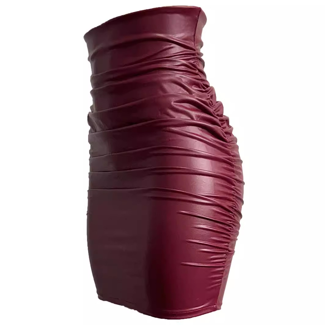 Womens PU Leather Bodycon Skirt - Image 3