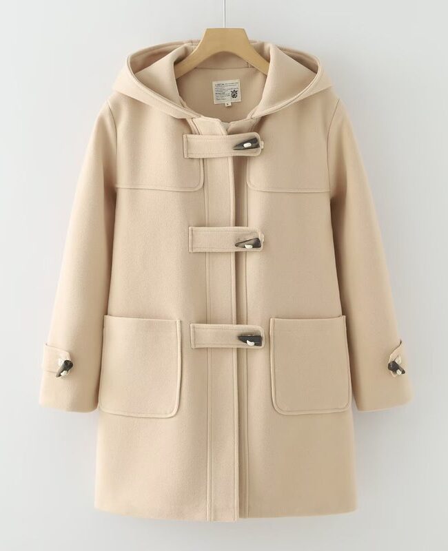 The Sixtine Hooded Mid Length Lapel Woolen Coat Detail – La Rose Couture Coats & Jackets