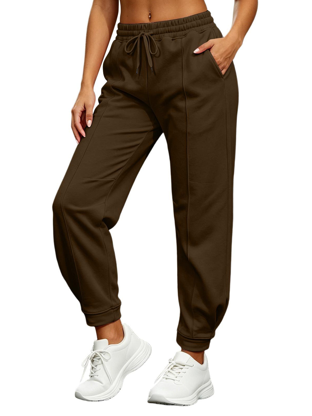 Women Fleece Lined Sweatpants Casual Joggers Drawstring Pants - Image 4
