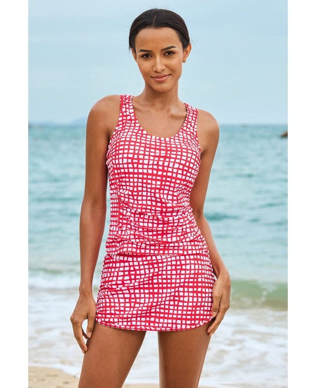 The Eleonore Plaid Suspender Skirt Swimsuit Set – La Rose Couture Trousers & Skirts