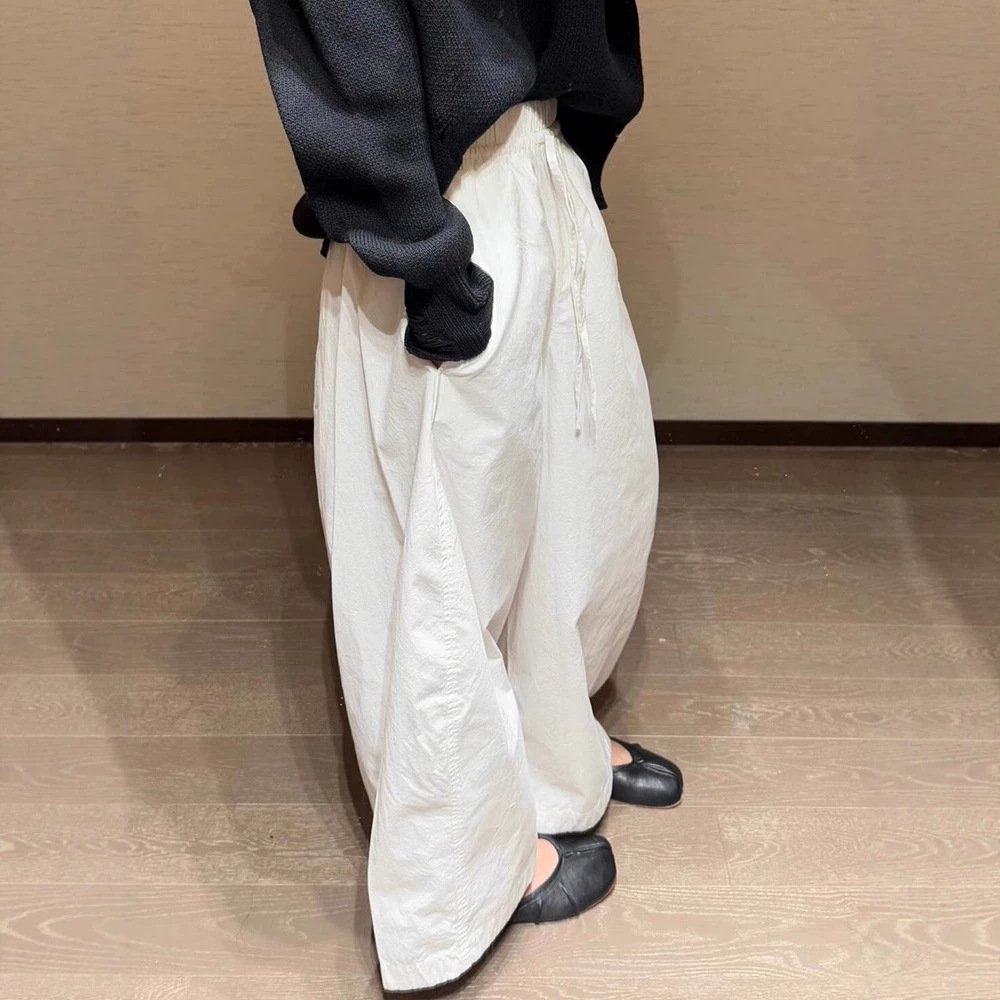 Womens Wide-Leg Drawstring Elastic Waist Casual Pants - Image 3