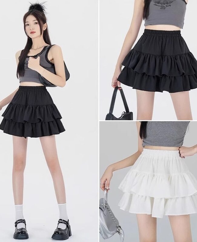 The Berenice High Waist Flared Short Skirt Detail – La Rose Couture Trousers & Skirts