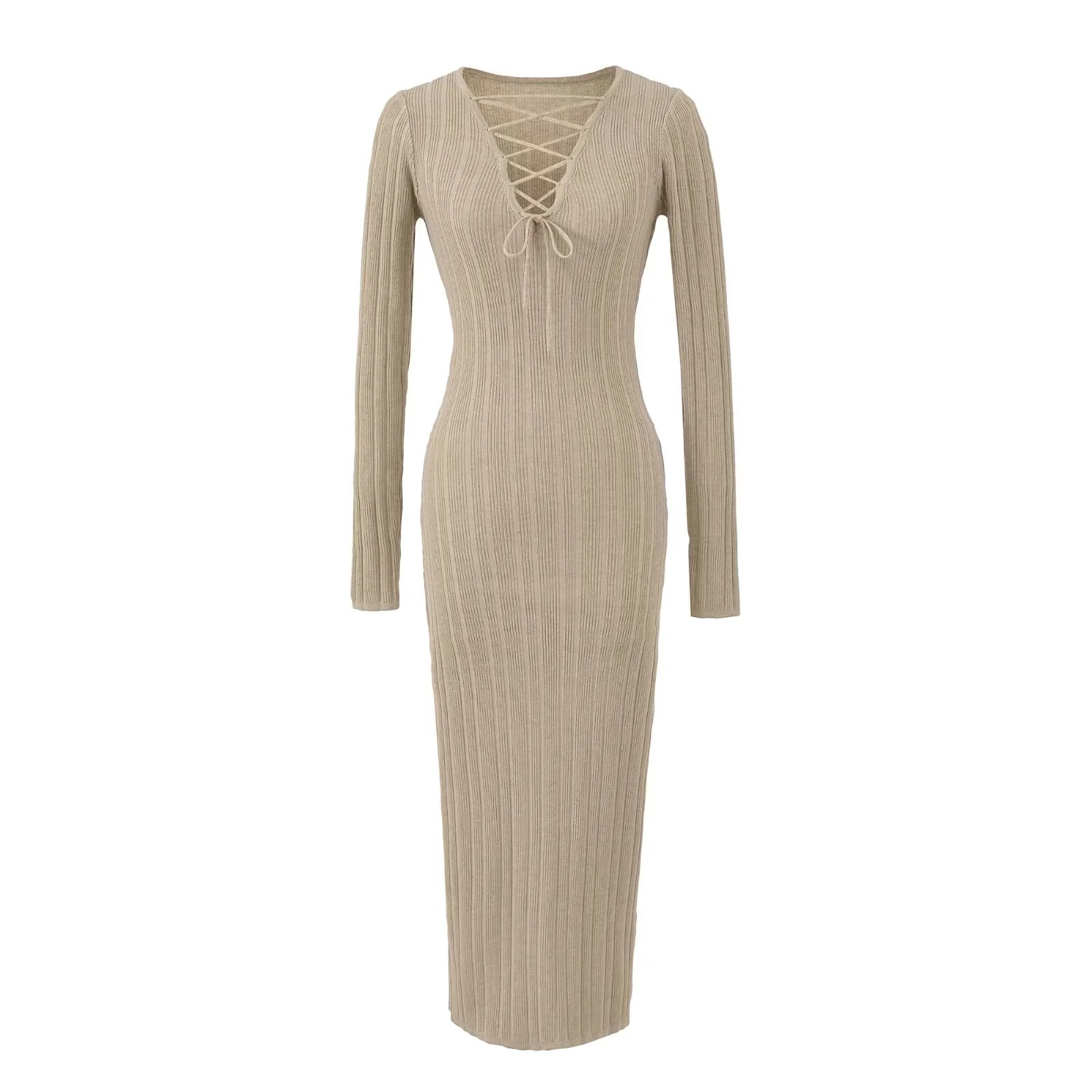 Knit Twist Waist Long Dress - Image 2