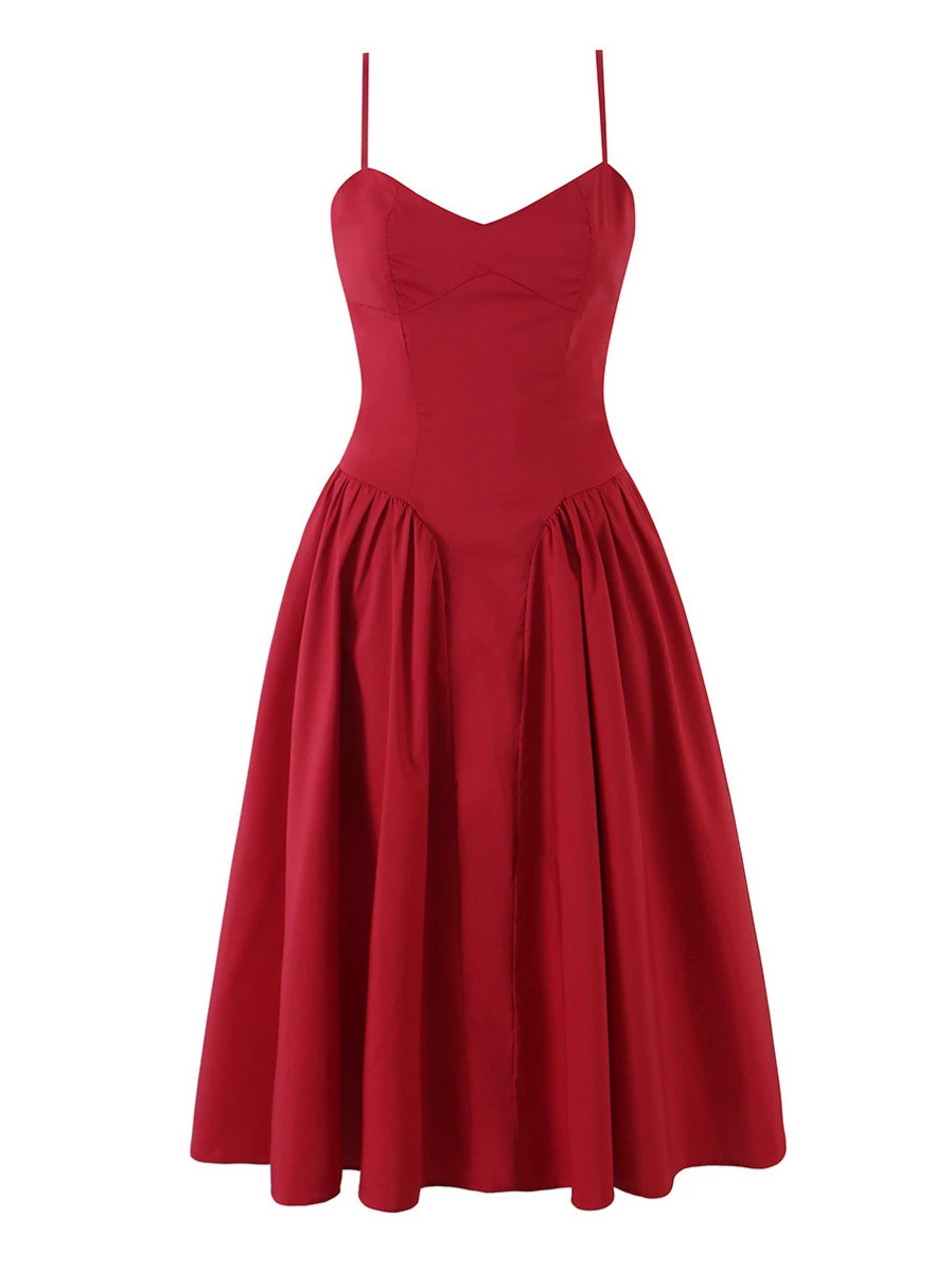 French Style Strappy Smocked Waist Dress - Image 2