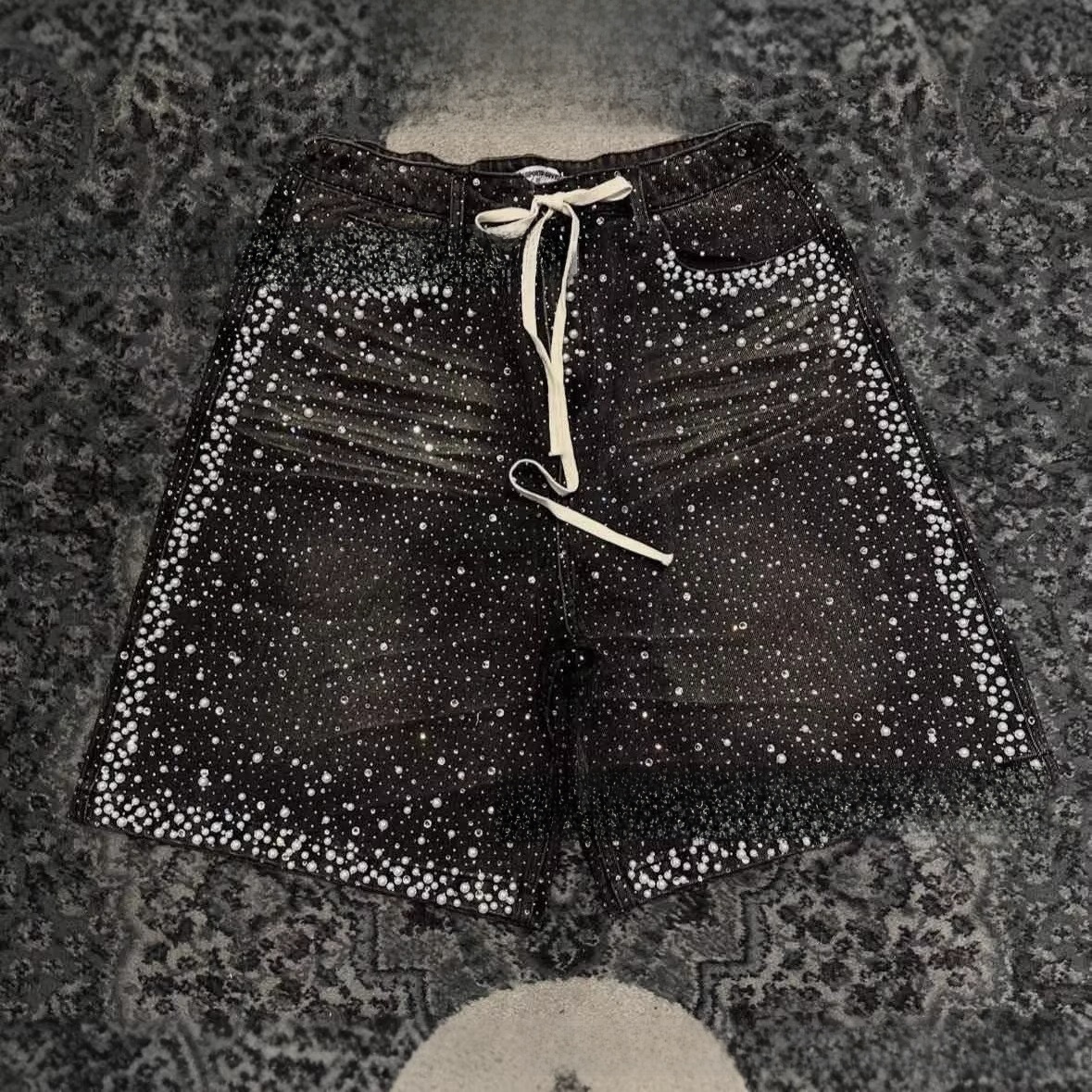 Vintage Rhinestone Denim Shorts - Image 2