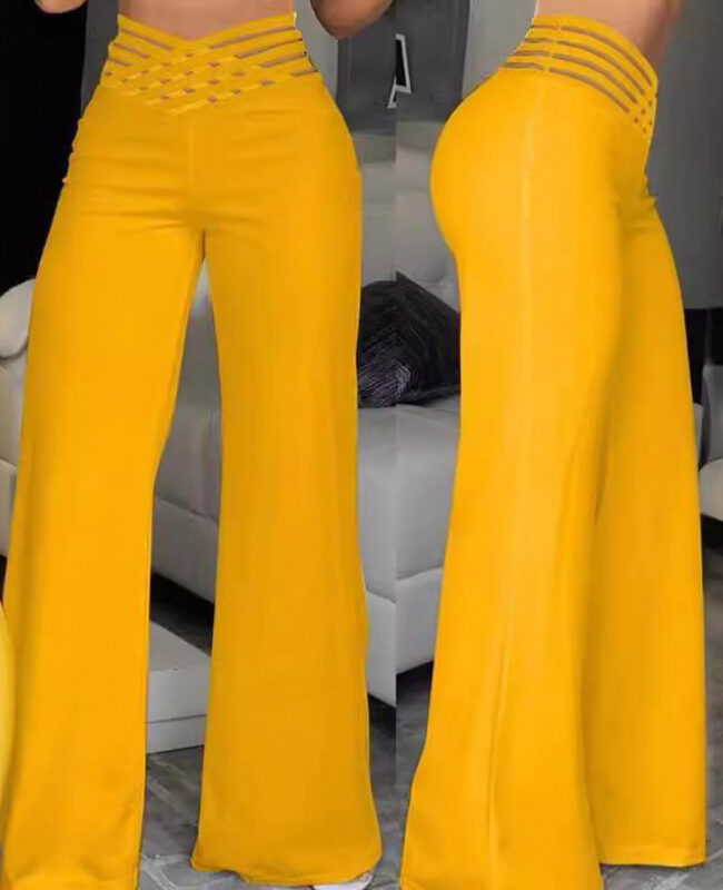 The Violette High Waisted Wide Leg Pants Detail – La Rose Couture Trousers & Skirts