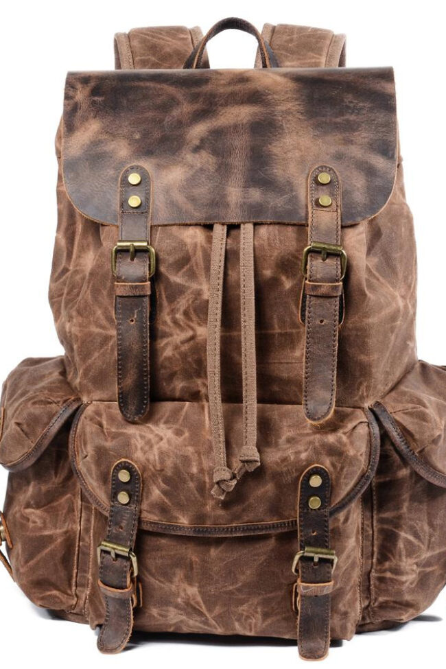 The Fabienne Casual European and American Student Vintage Oil Wax Canvas Backpack Detail – La Rose Couture Handbags & Clutches