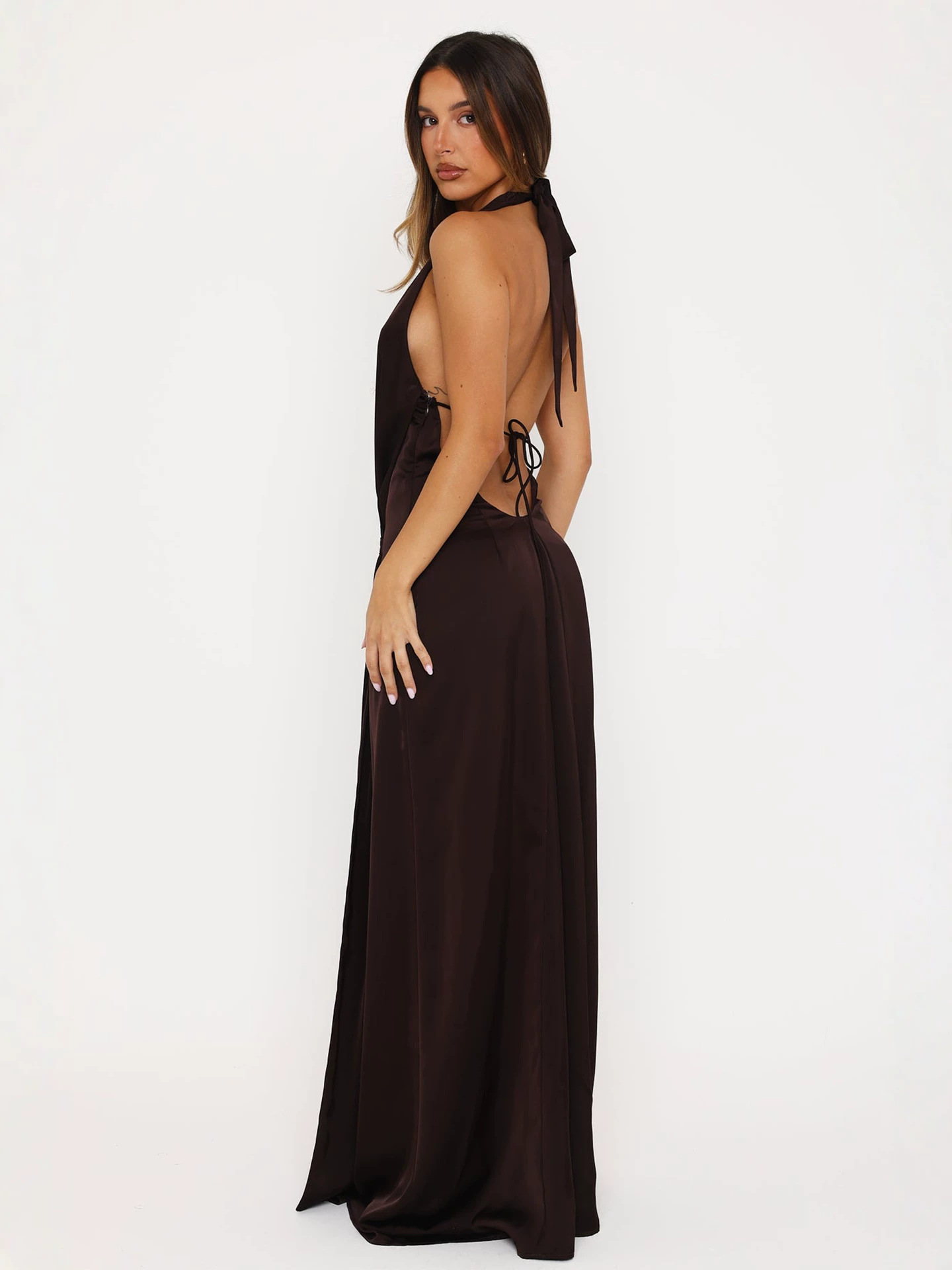 Deep V-Neck Long Party Dress - Image 3