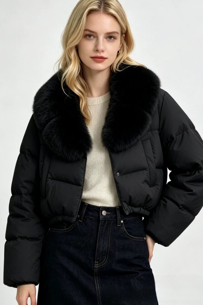 The Ines Short Stylish Warm Down Jacket Detail – La Rose Couture Coats & Jackets